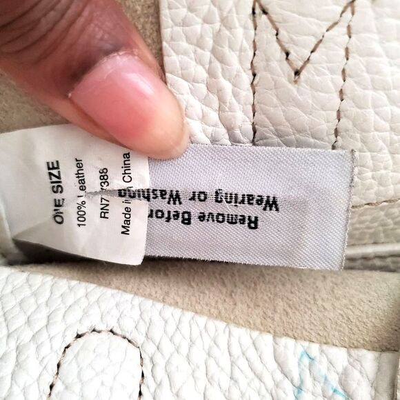 J Crew Tote Shoulder Bag Small Cream White Leather Hobo Tie Closure Unlined - Picture 9 of 11